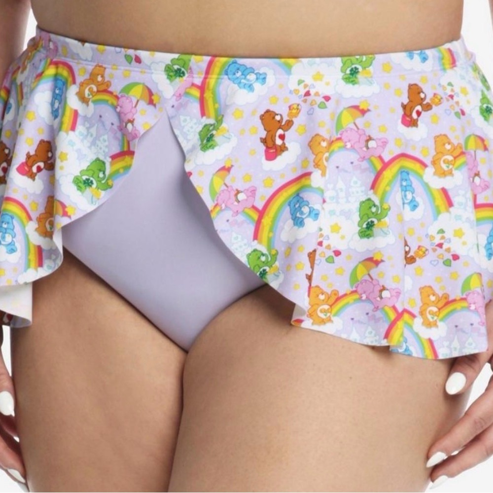Care Bears Bikini Swim Bottoms Rainbow Built in Skirt Plus Size 3  New With Tags